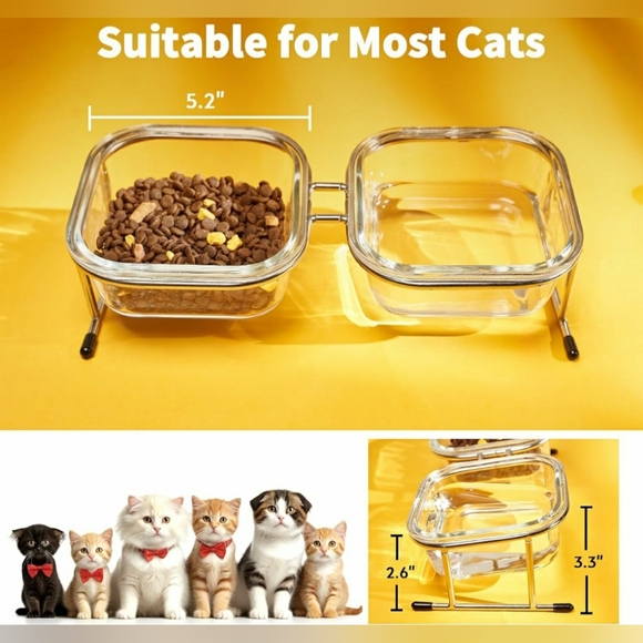 SOLD- Cat Glass Bowl Set - Picture 4 of 7